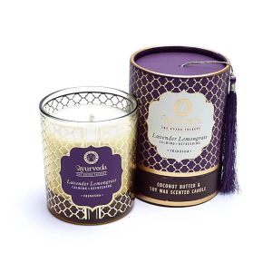Ayuverda scented candle Tridosha lavender lemongrass